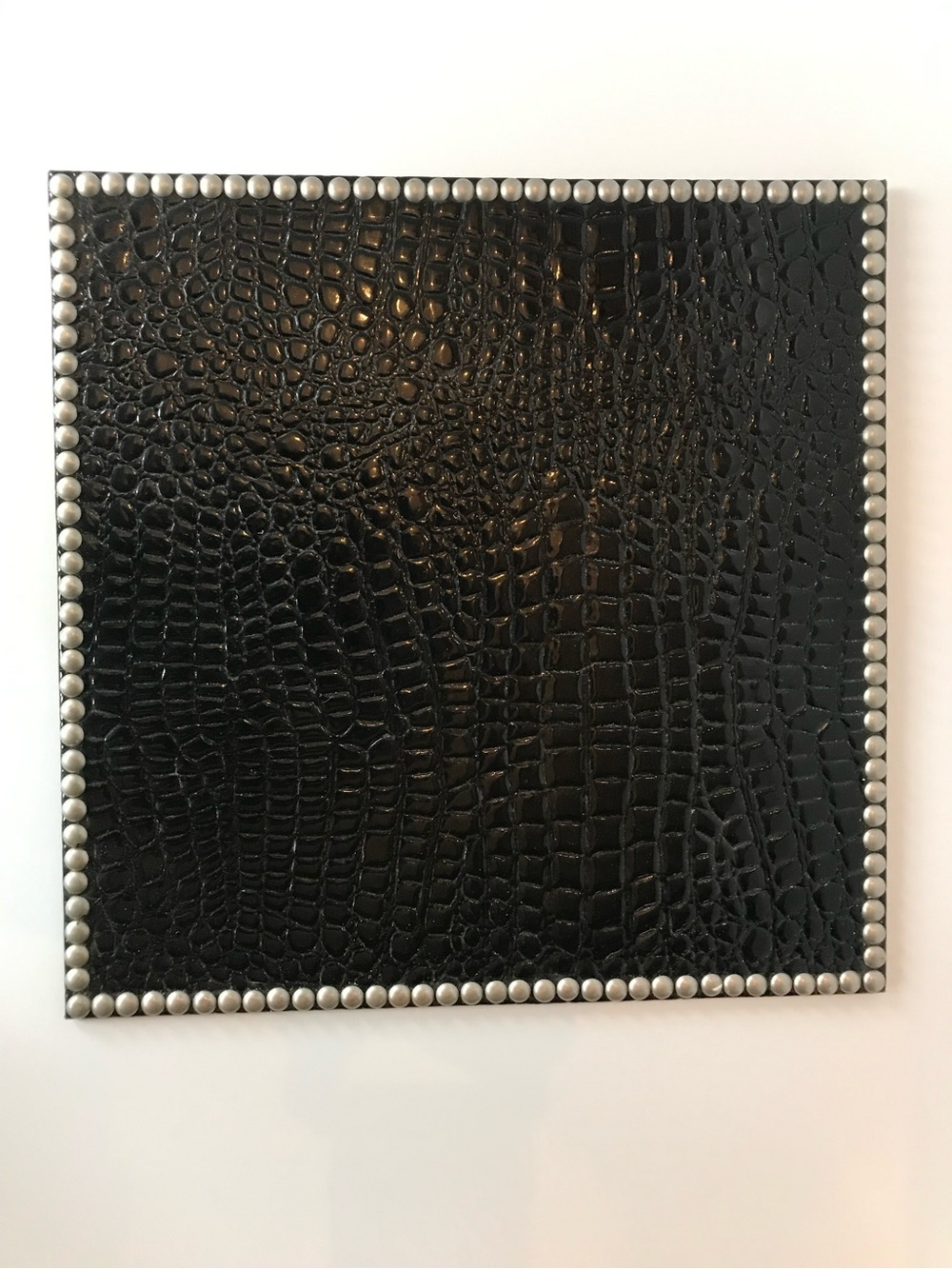 Black Croc-Texture Table Placemat with Silver Stud Trim